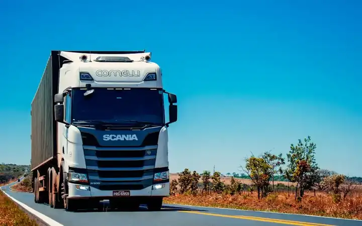 Container truck on the highway